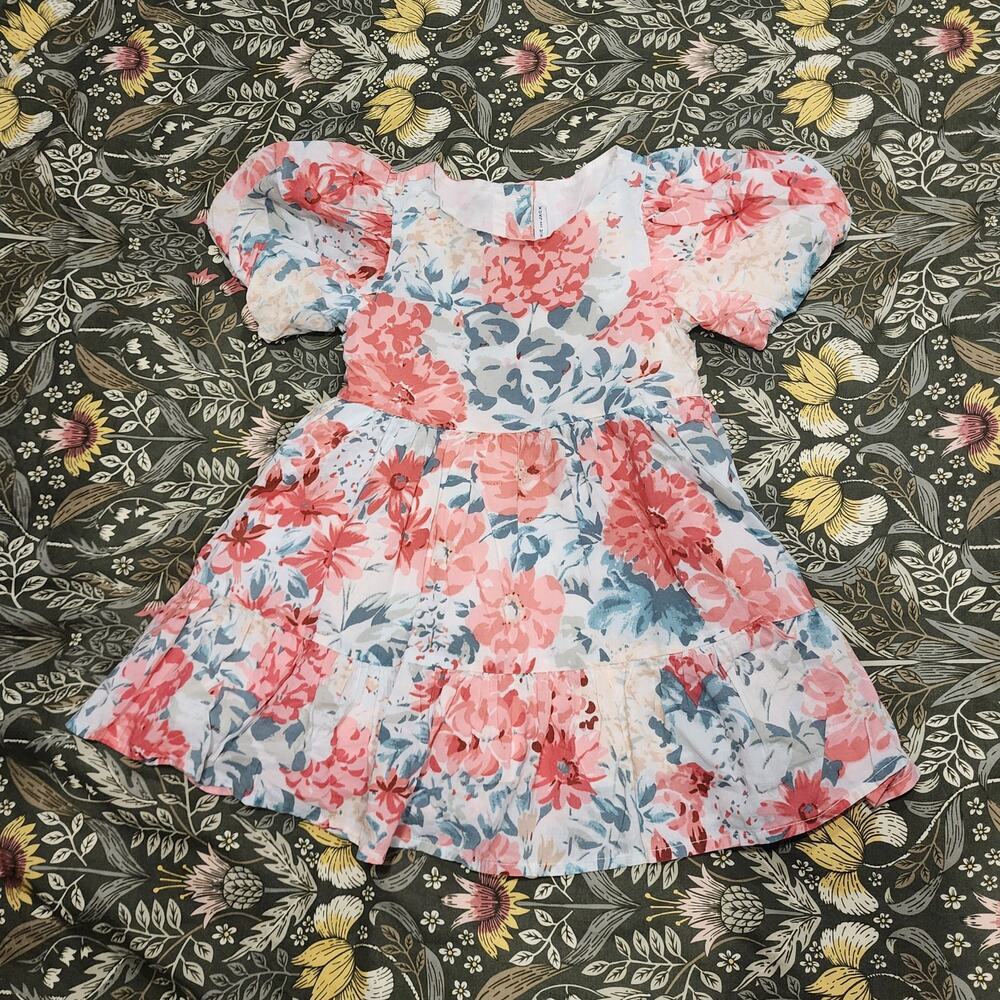 Janie and Jack Pink Floral Puff Sleeve Dress